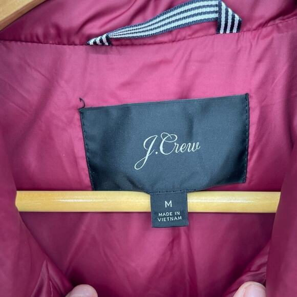 J. Crew Maroon White Blue Colorblock Puffer Jacket with Primaloft size Medium - Picture 13 of 15